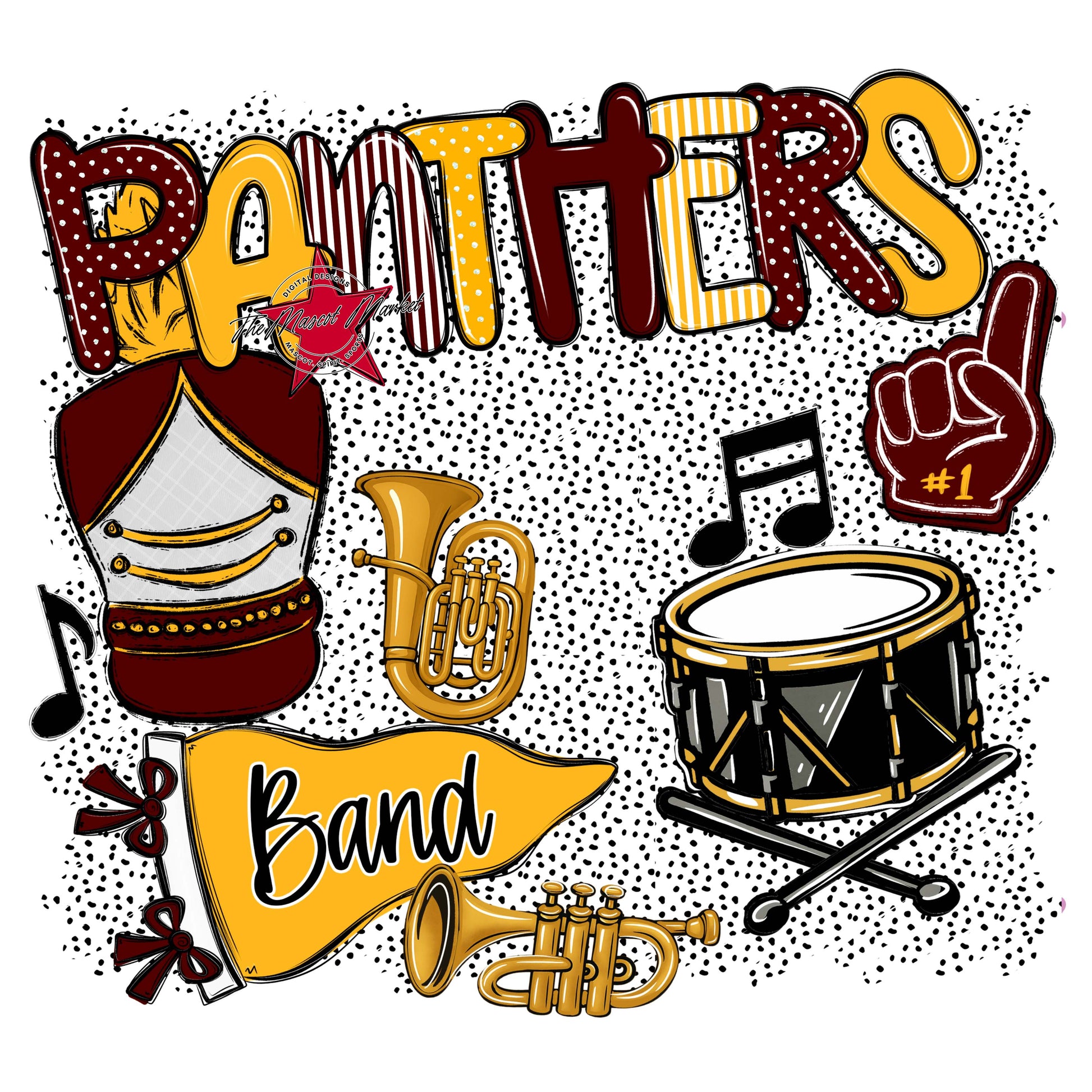 Panthers Band Spirit-Maroon & Yellow