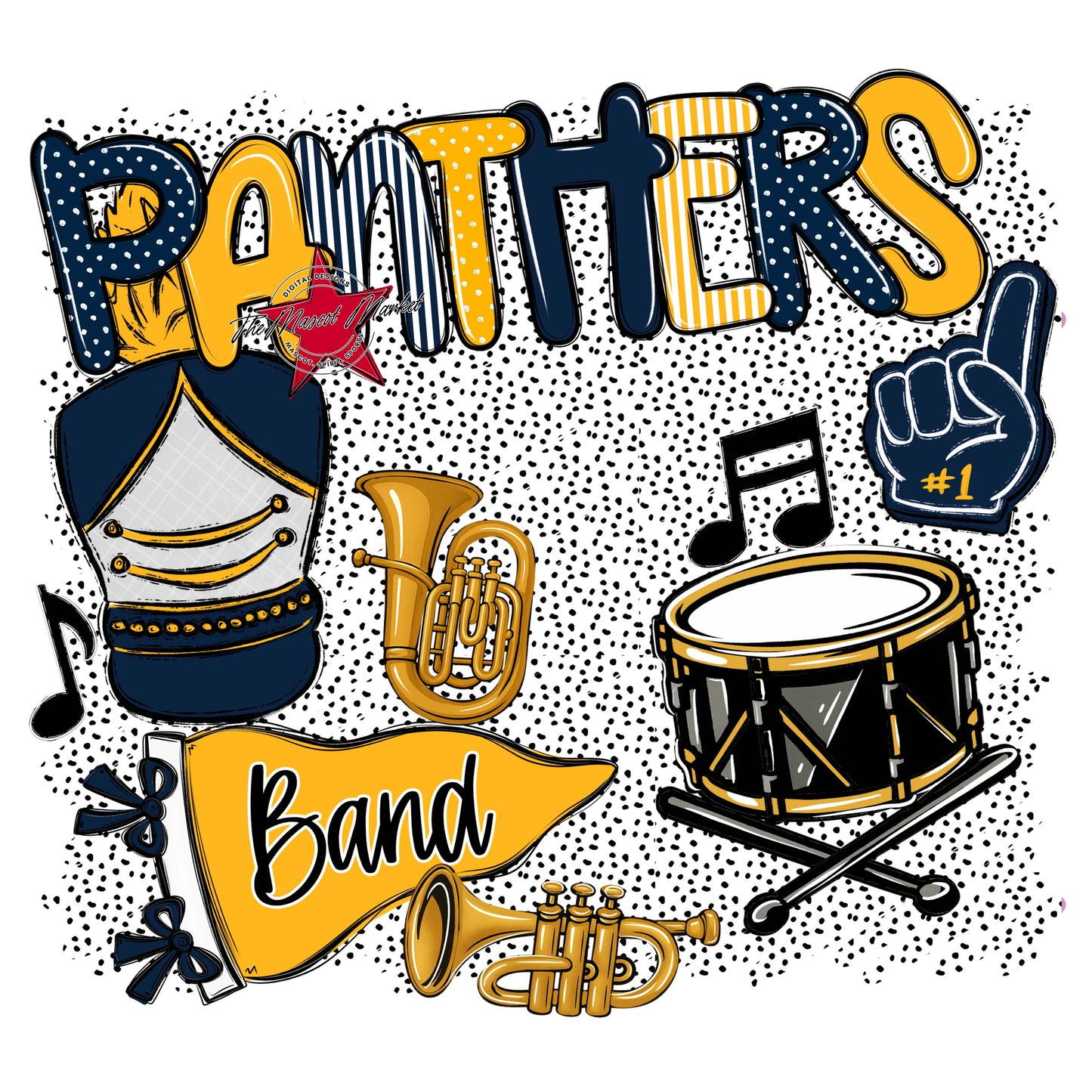 Panthers Band Spirit-Navy & Yellow