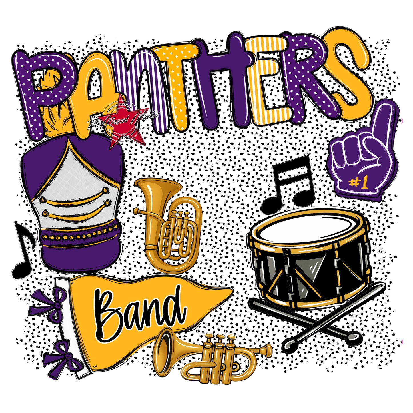 Panthers Band Spirit-Purple & Yellow