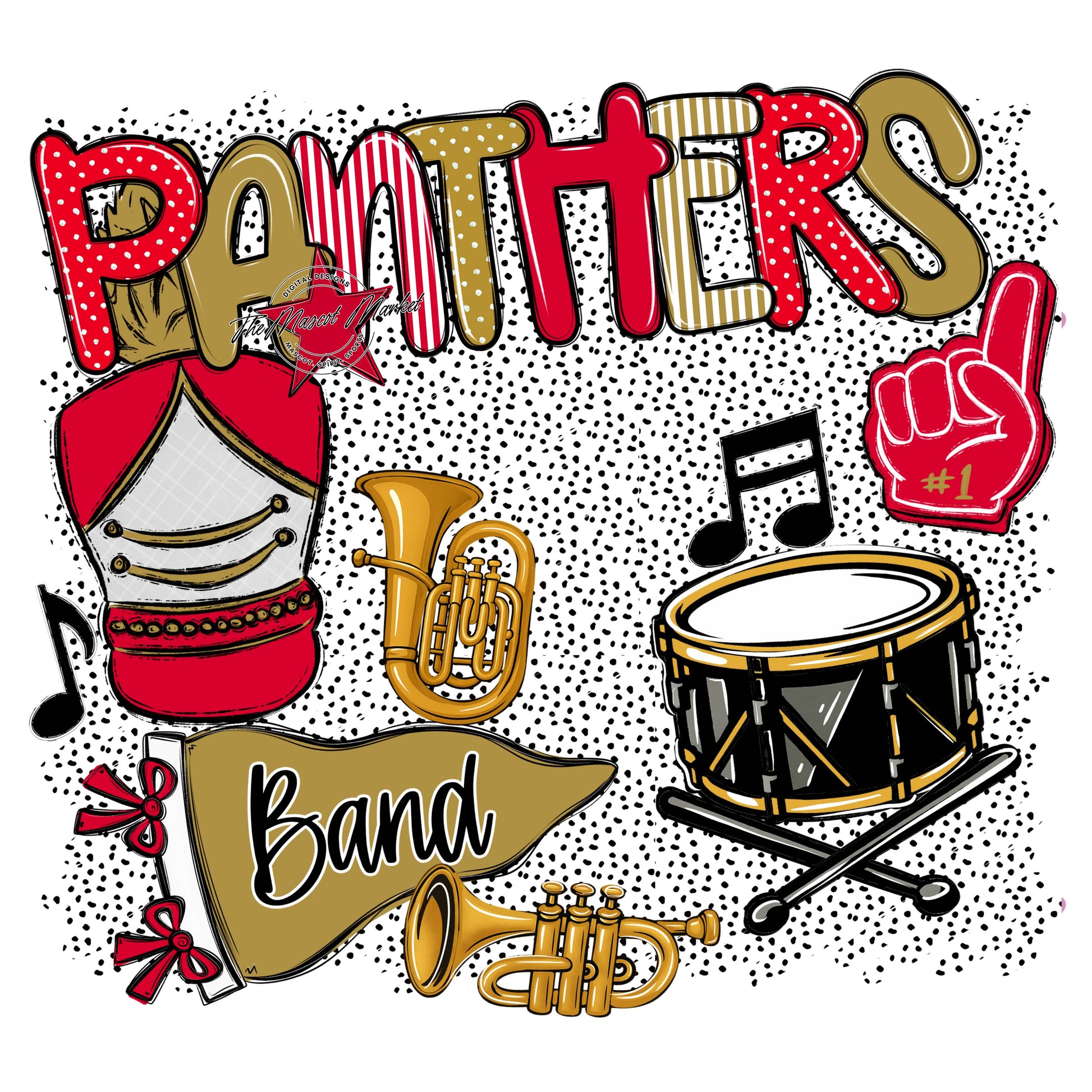 Panthers Band Spirit-Red & Gold