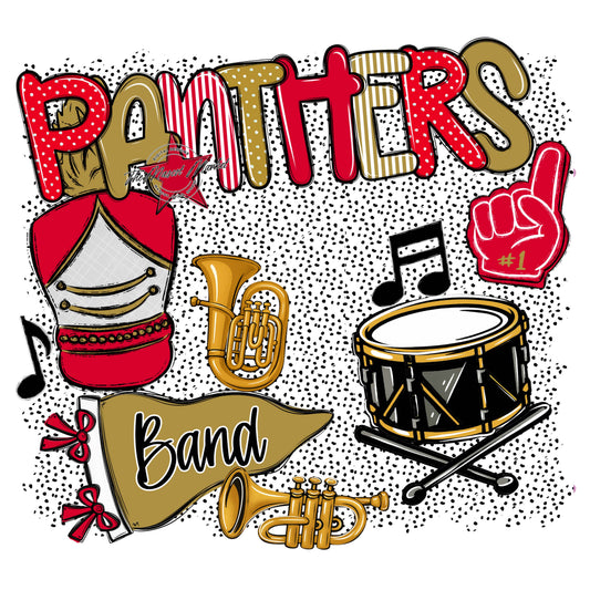 Panthers Band Spirit-Red & Gold