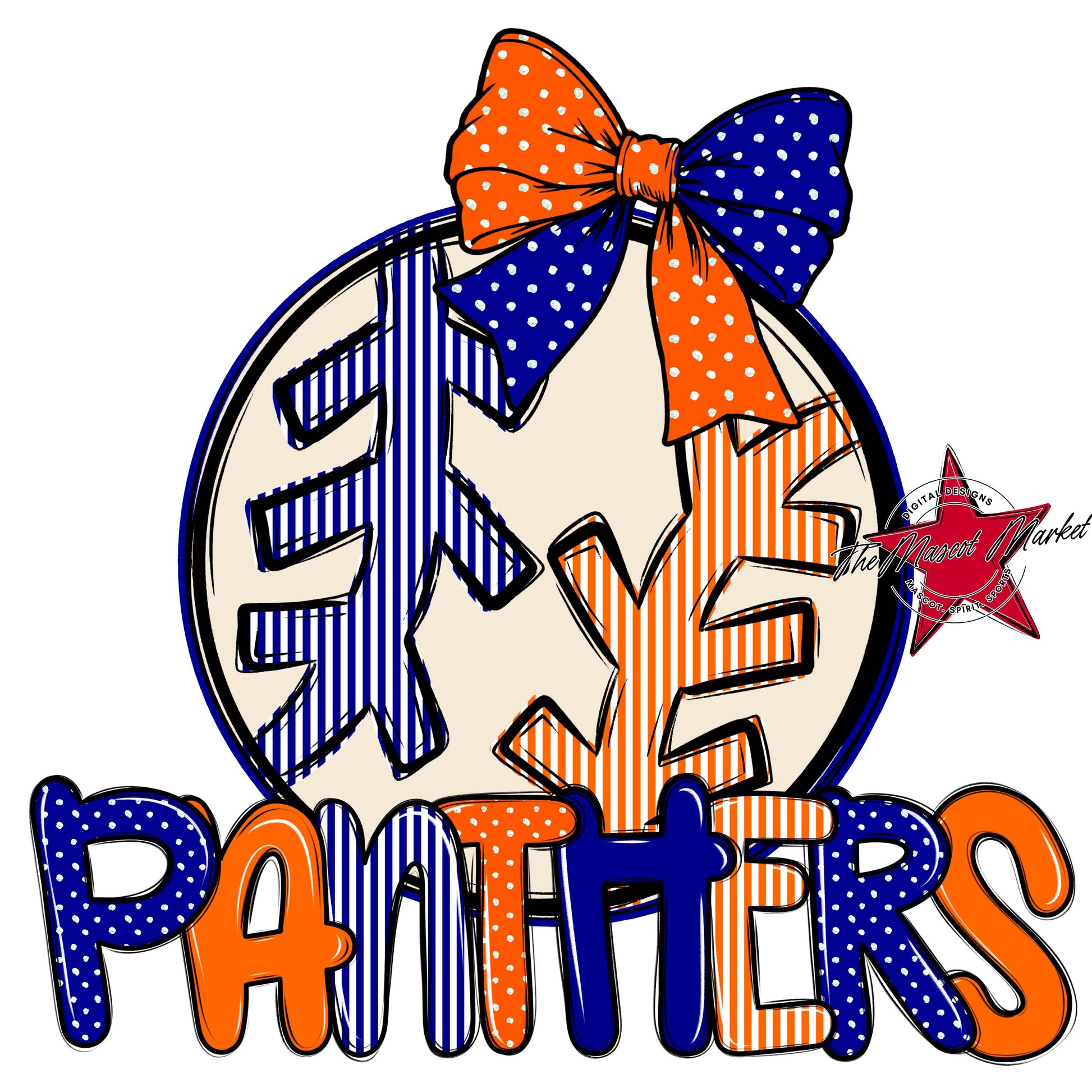 Panthers Baseball-Softball Spirit Design-Blue & Orange