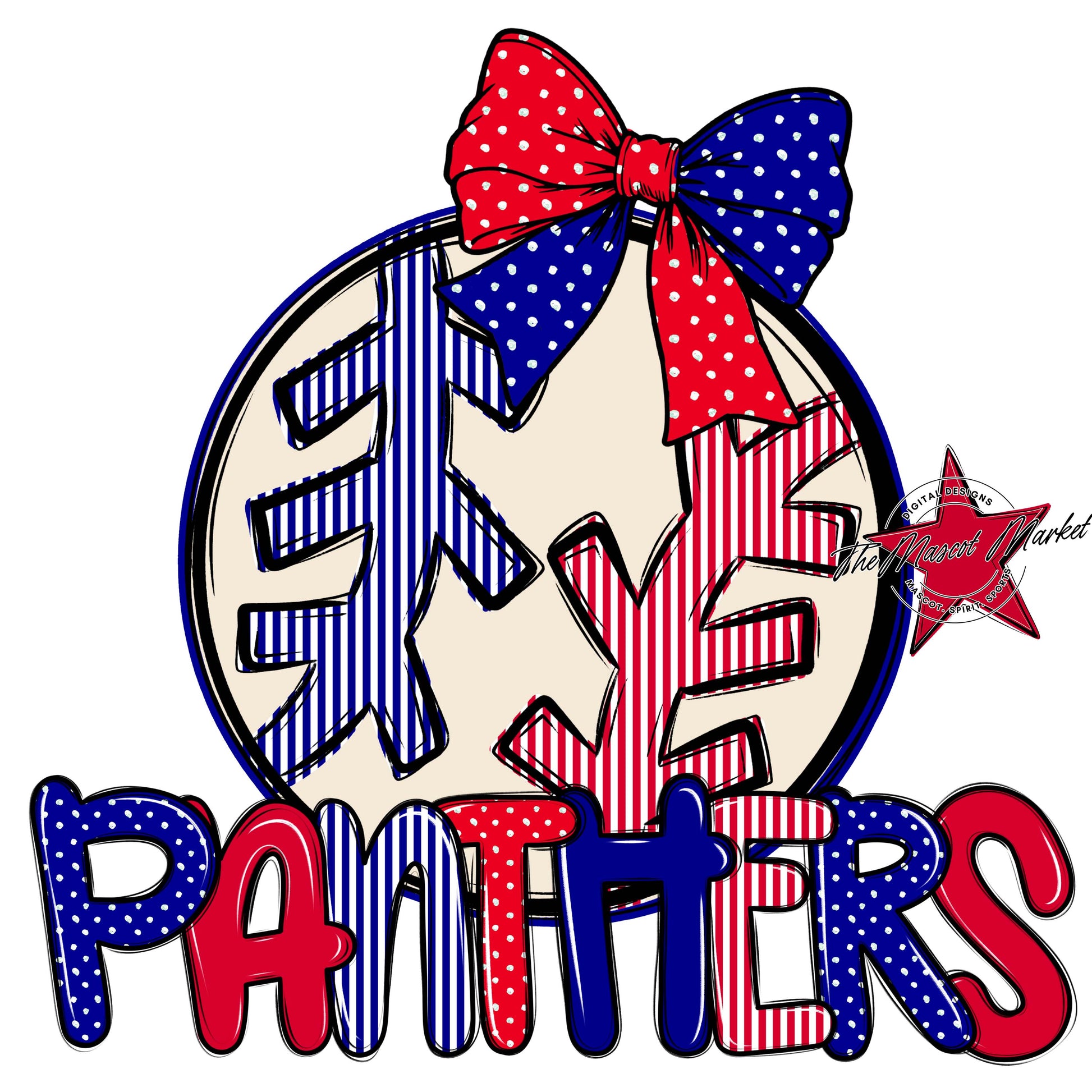 Panthers Baseball-Softball Spirit Design-Blue & Red