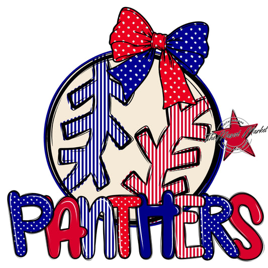Panthers Baseball-Softball Spirit Design-Blue & Red