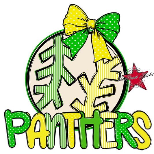 Panthers Baseball-Softball Spirit Design-Bright Green & Bright Yellow