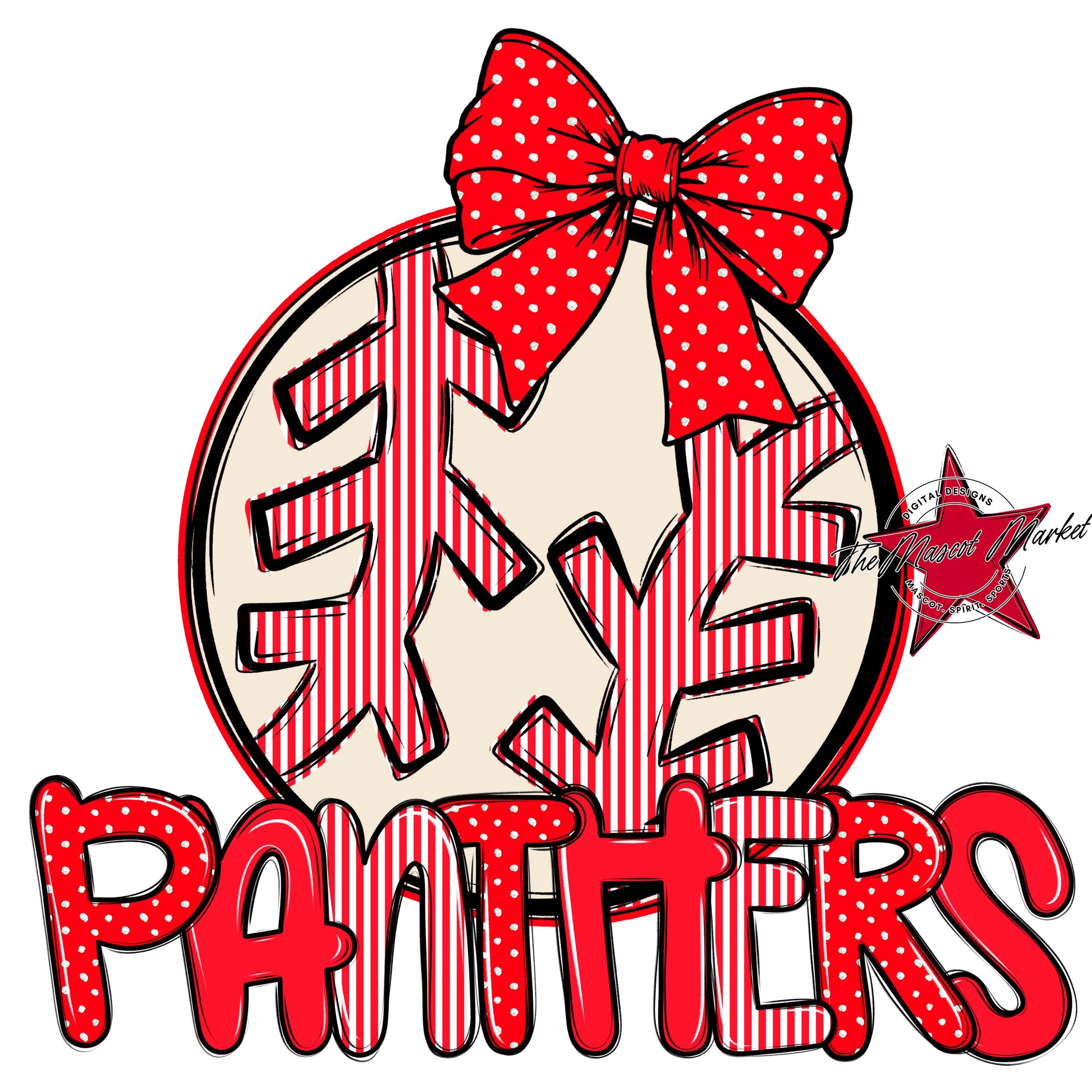 Panthers Baseball-Softball Spirit Design-Bright Red