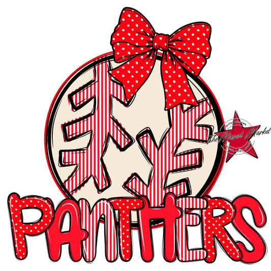 Panthers Baseball-Softball Spirit Design-Bright Red