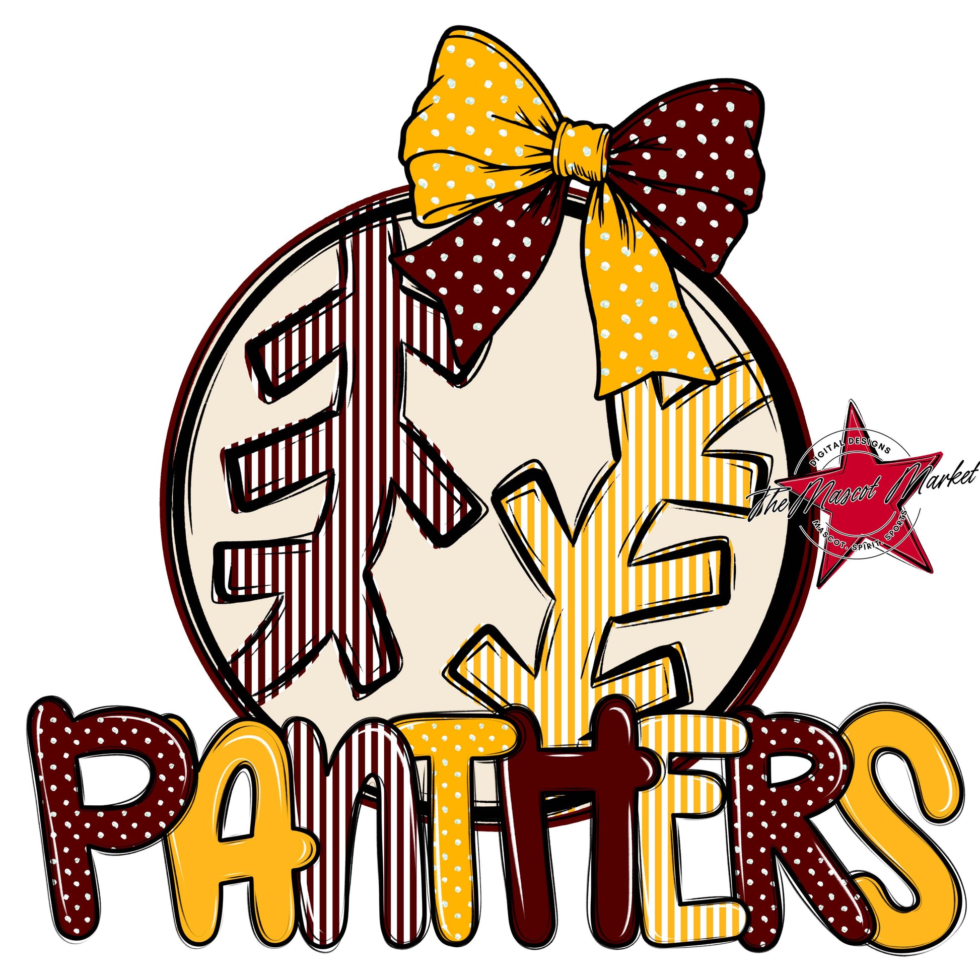 Panthers Baseball-Softball Spirit Design-Maroon & Yellow