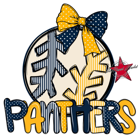 Panthers Baseball-Softball Spirit Design-Navy & Yellow