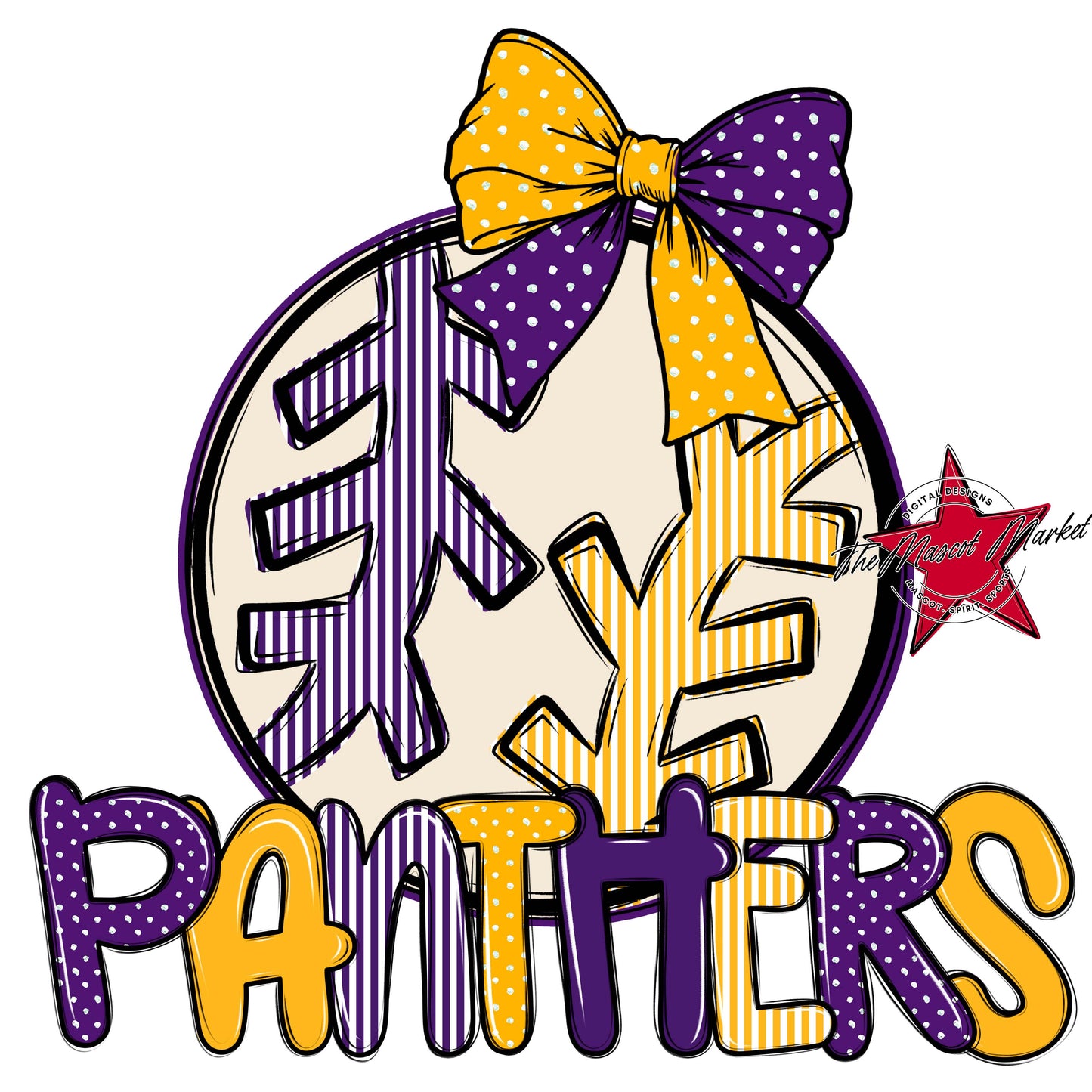 Panthers Baseball-Softball Spirit Design-Purple & Yellow