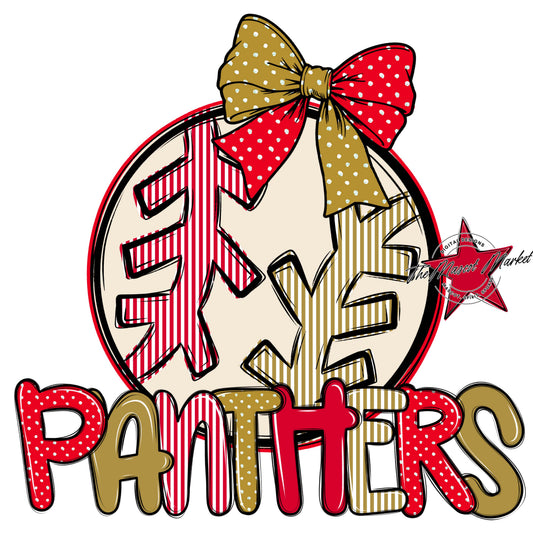 Panthers Baseball-Softball Spirit Design-Red & Gold