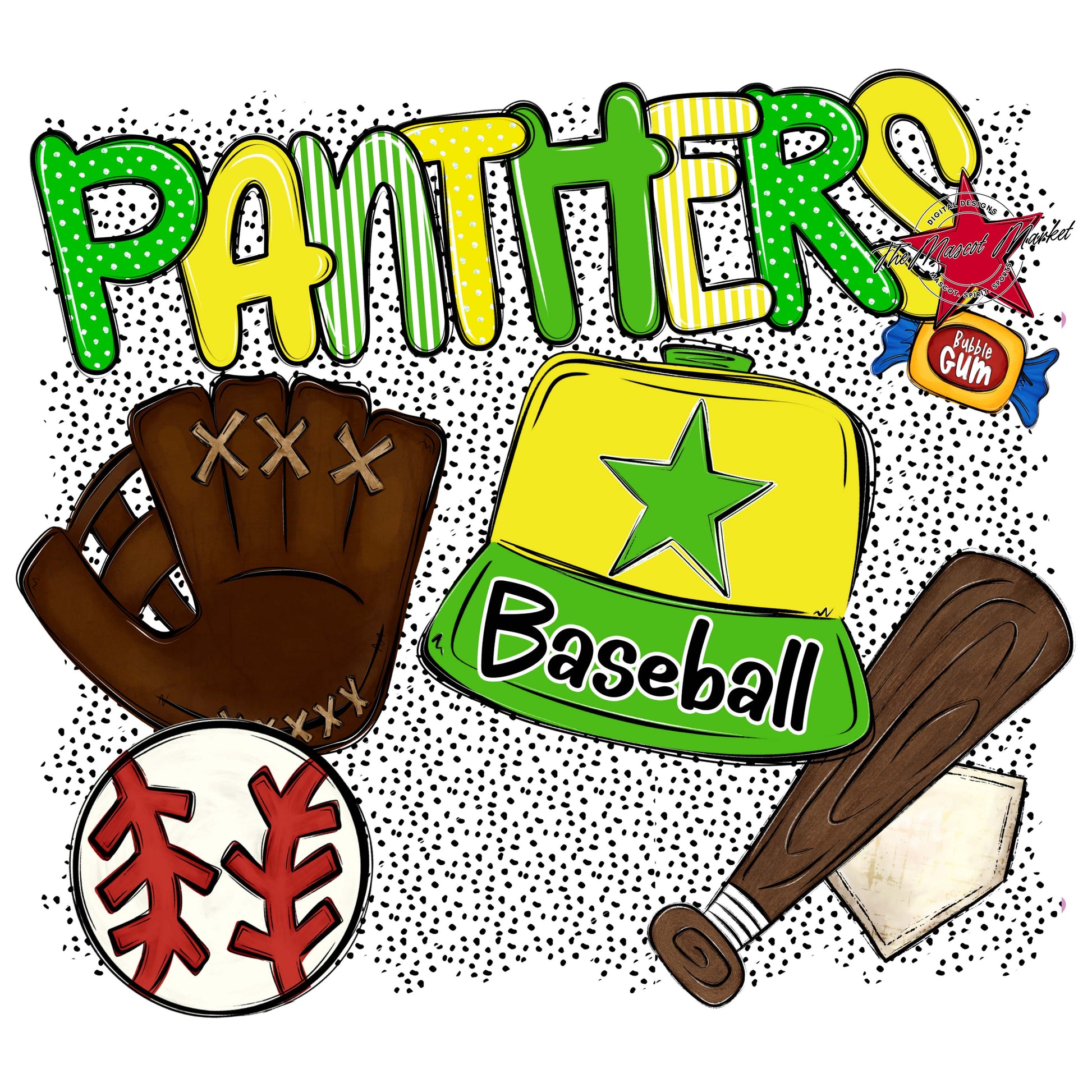 Panthers Baseball Spirit-Bright Green & Bright Yellow