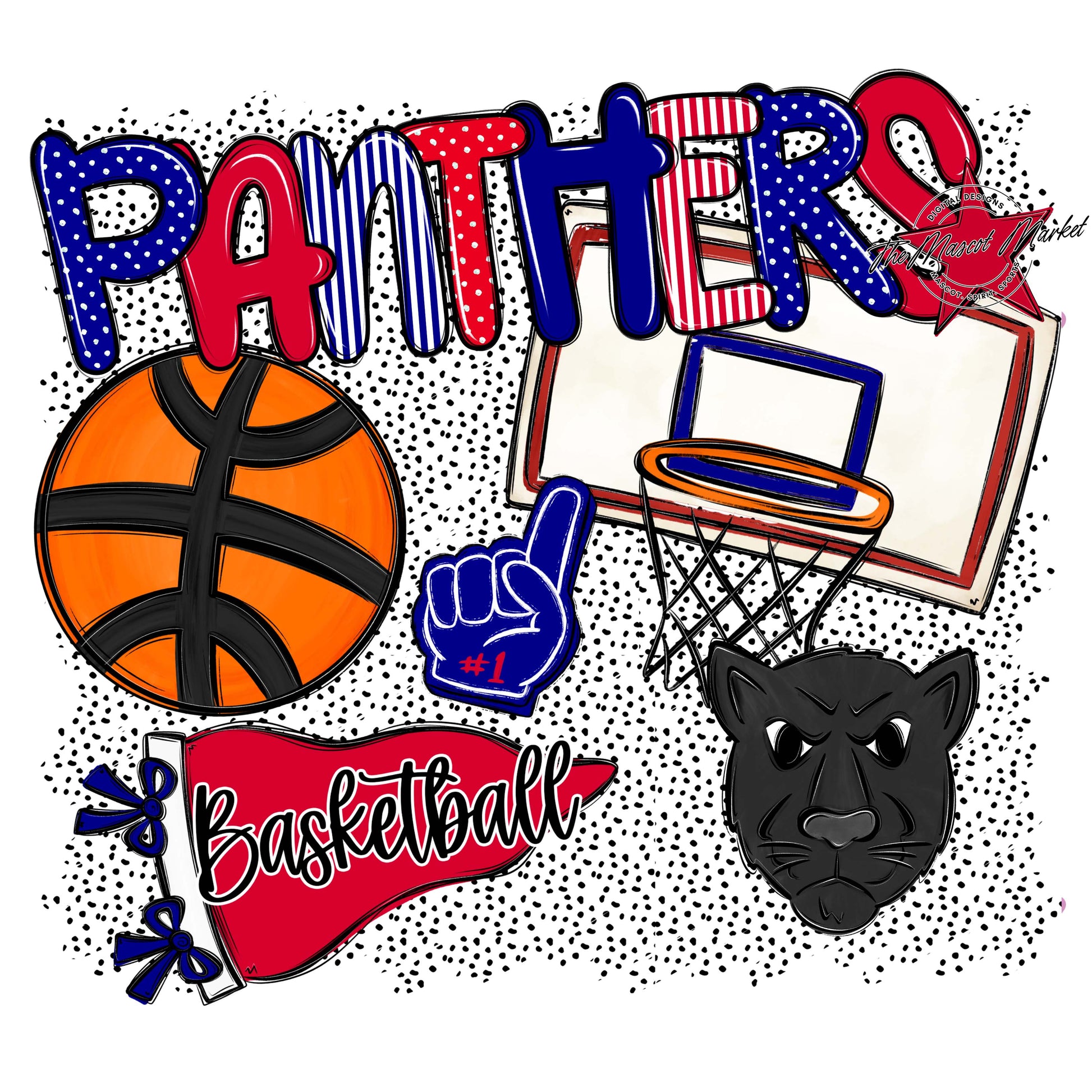 Panthers Basketball Spirit-Blue & Red