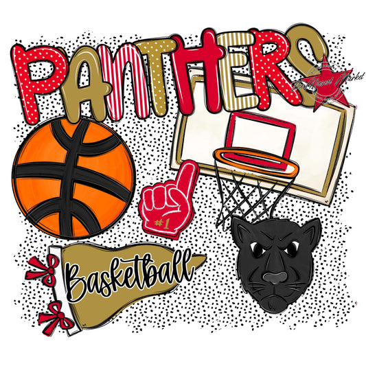 Panthers Basketball Spirit-Red & Gold