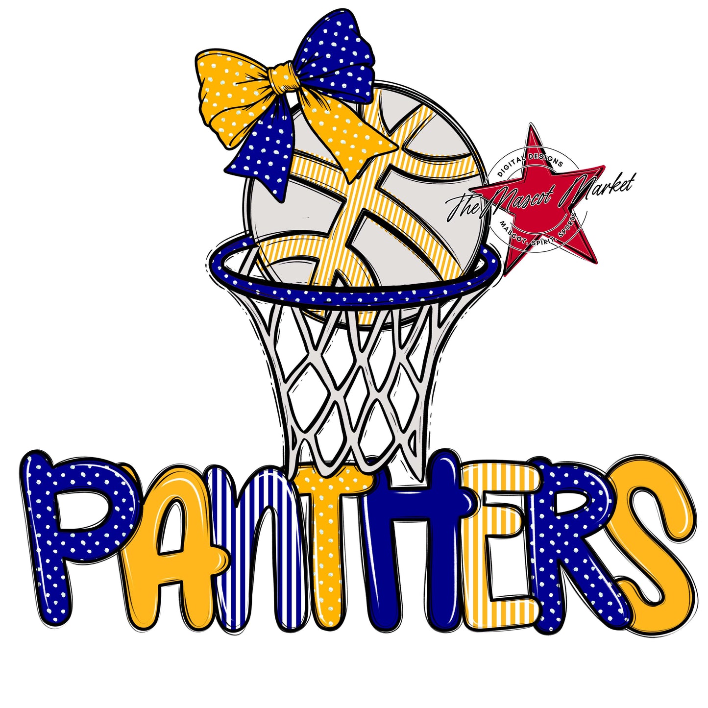 Panthers Basketball Spirit Design-Blue & Yellow