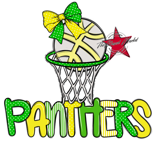Panthers Basketball Spirit Design-Bright Green & Bright Yellow
