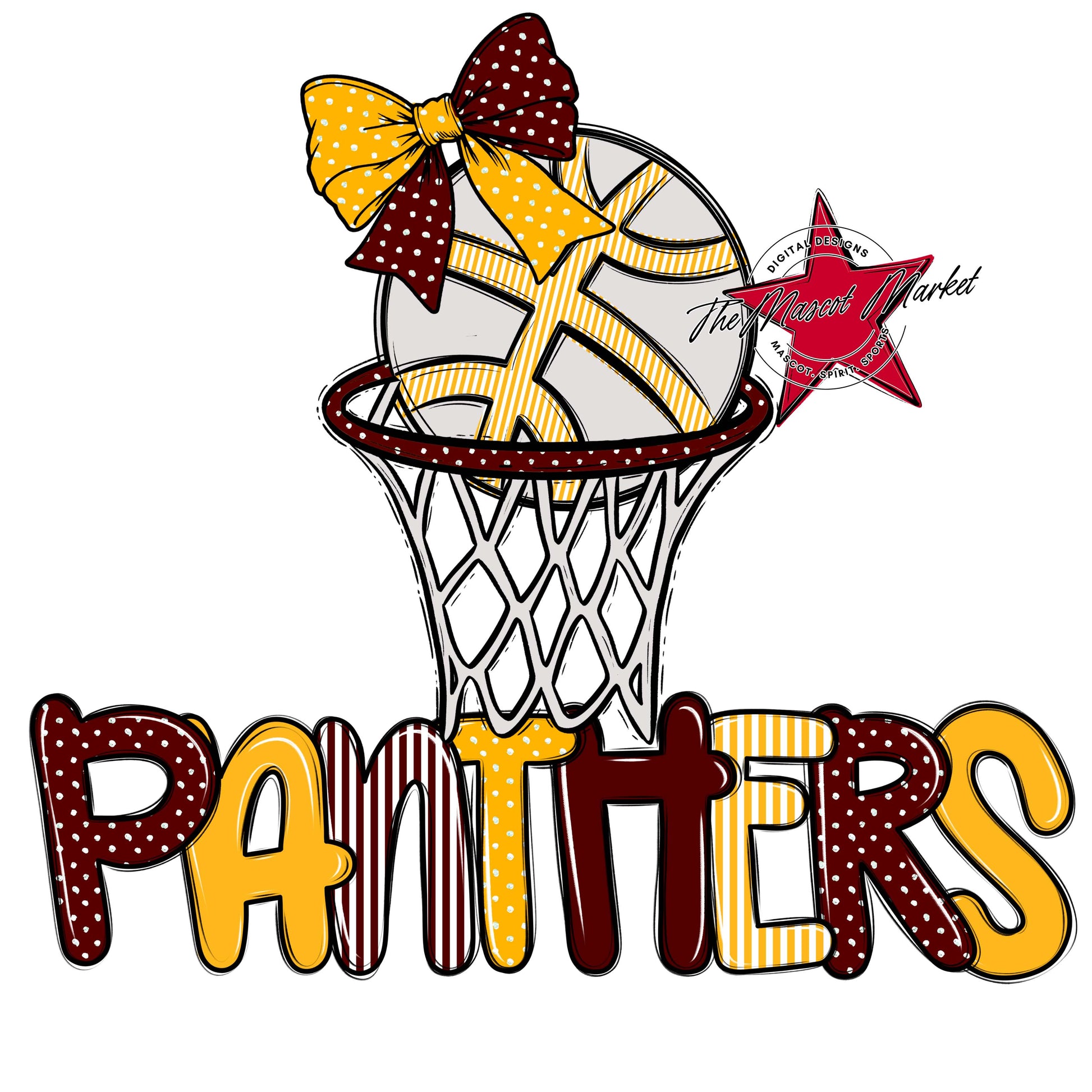 Panthers Basketball Spirit Design-Maroon & Yellow