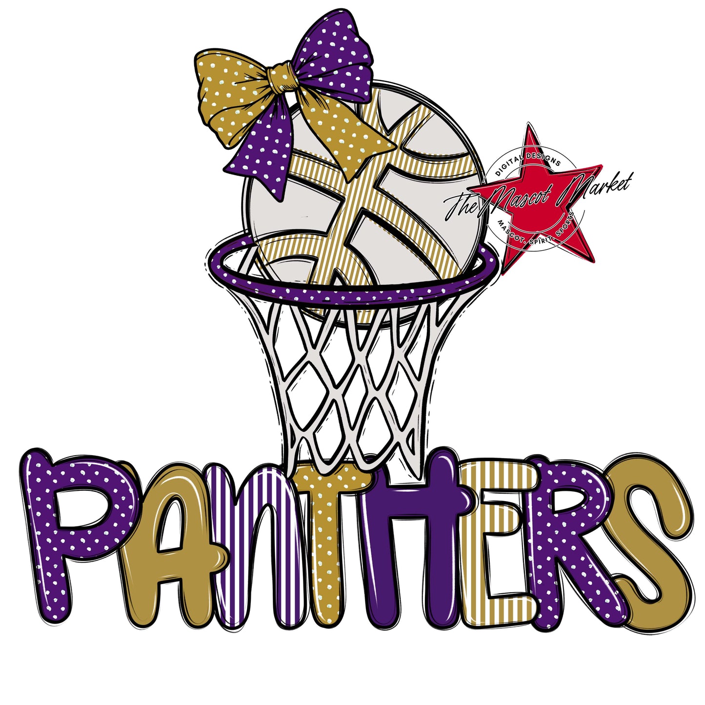 Panthers Basketball Spirit Design-Purple & Gold