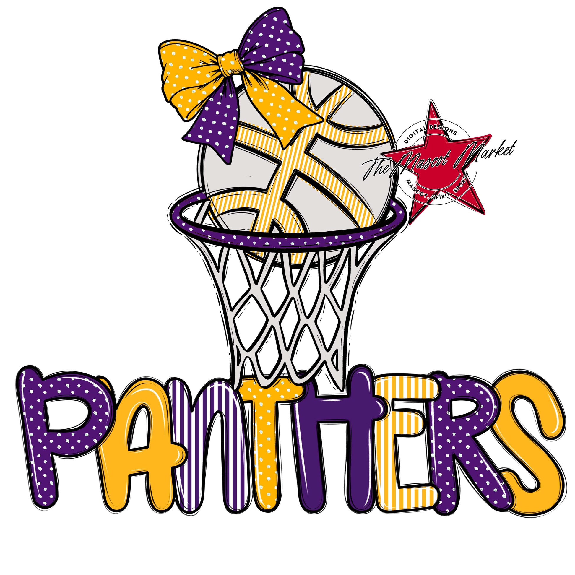 Panthers Basketball Spirit Design-Purple & Yellow
