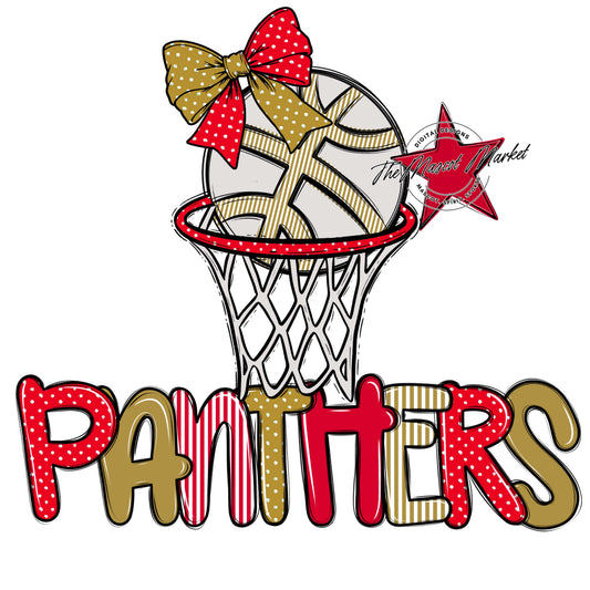 Panthers Basketball Spirit Design-Red & Gold