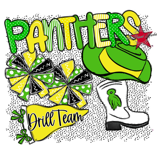 Panthers Drillteam Spirit-Bright Green & Bright Yellow