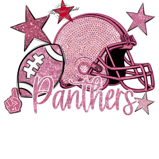 Panthers Football Embroidered Sequins Design-Pink Out