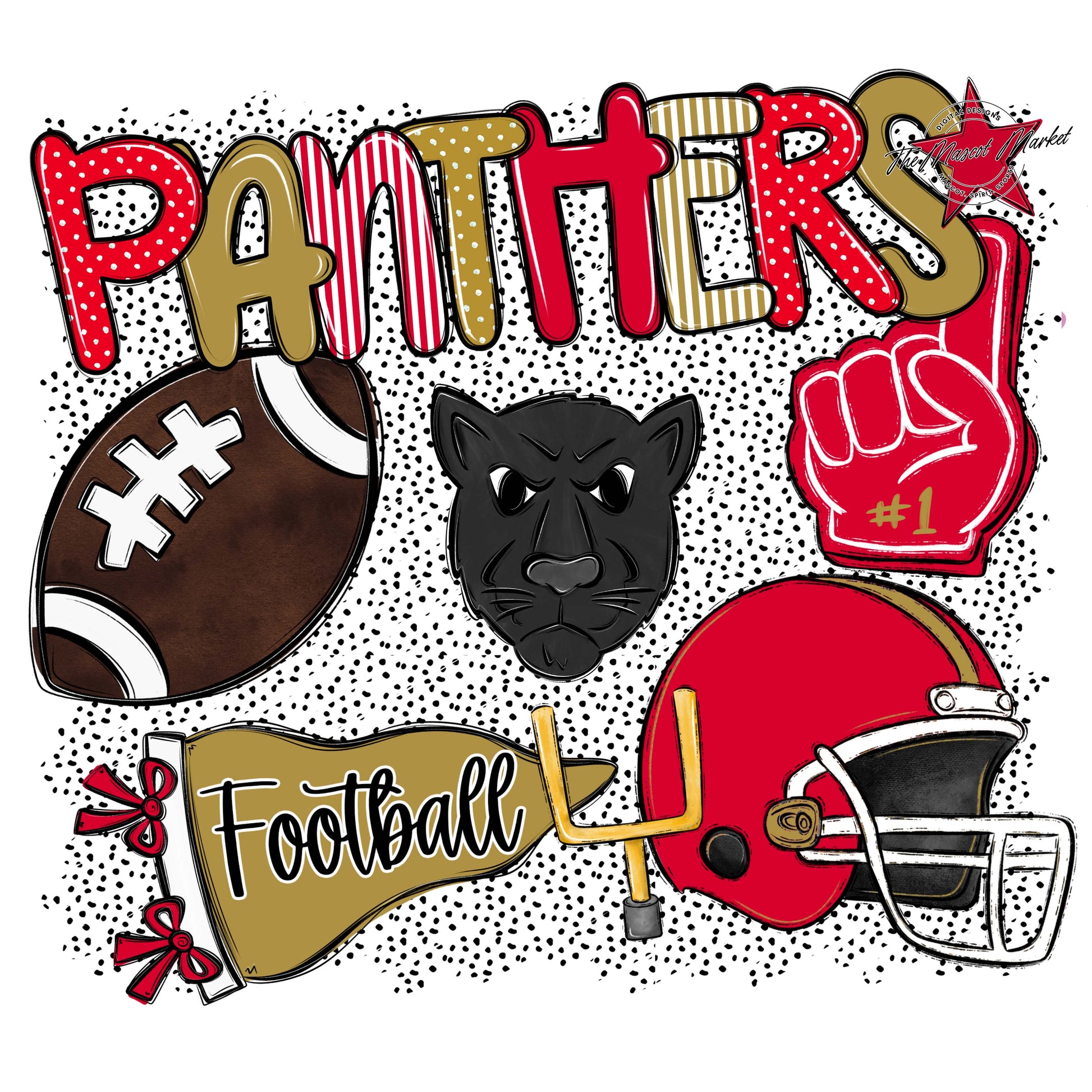 Panthers Football Spirit-Red & Gold