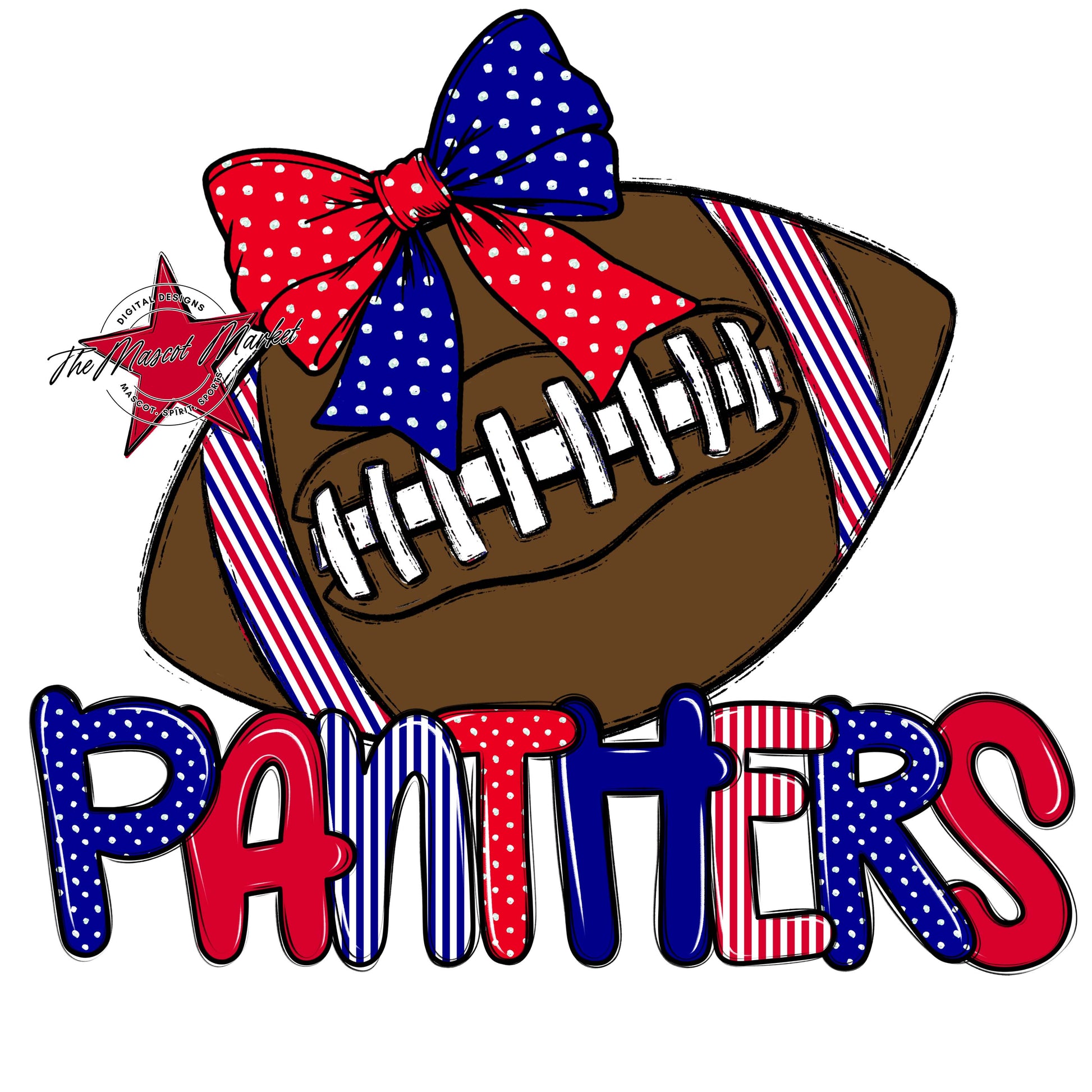 Panthers Football Spirit Design-Blue & Red