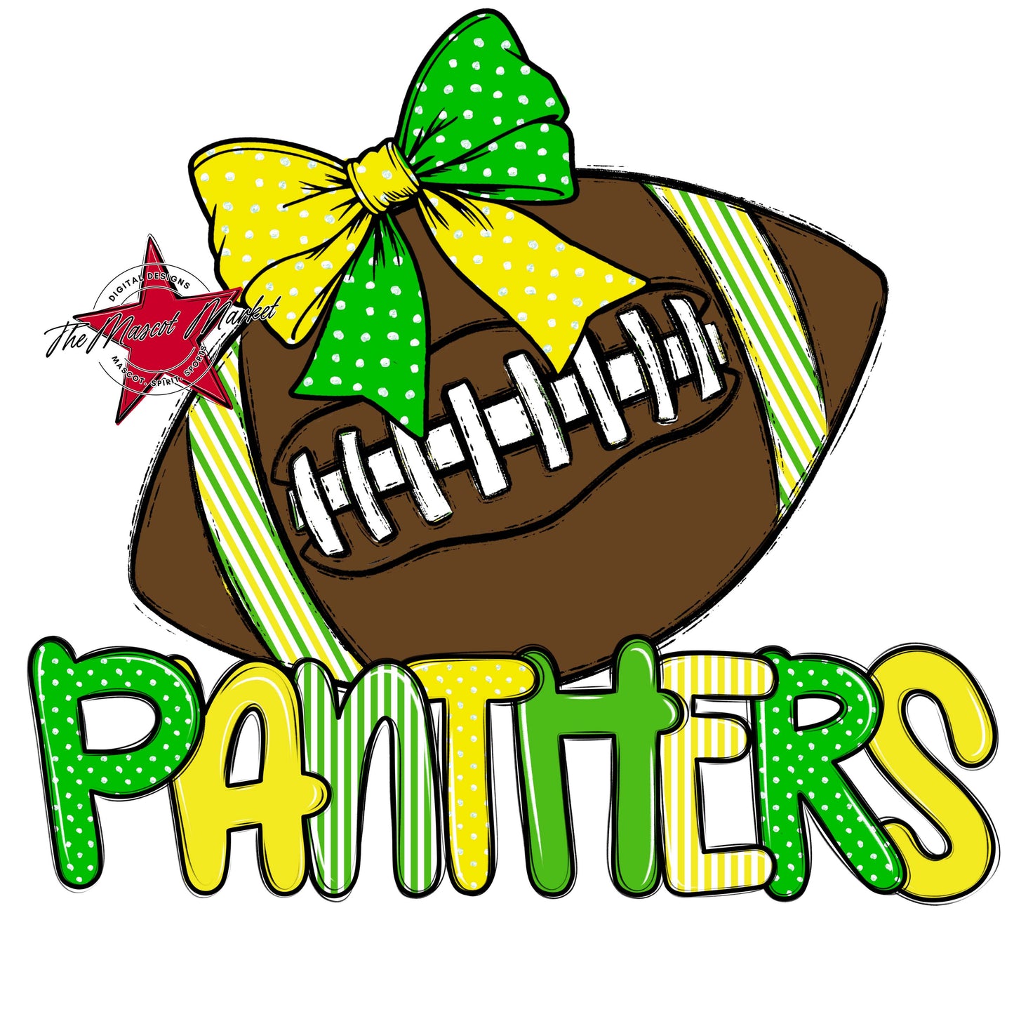 Panthers Football Spirit Design-Bright Green & Bright Yellow