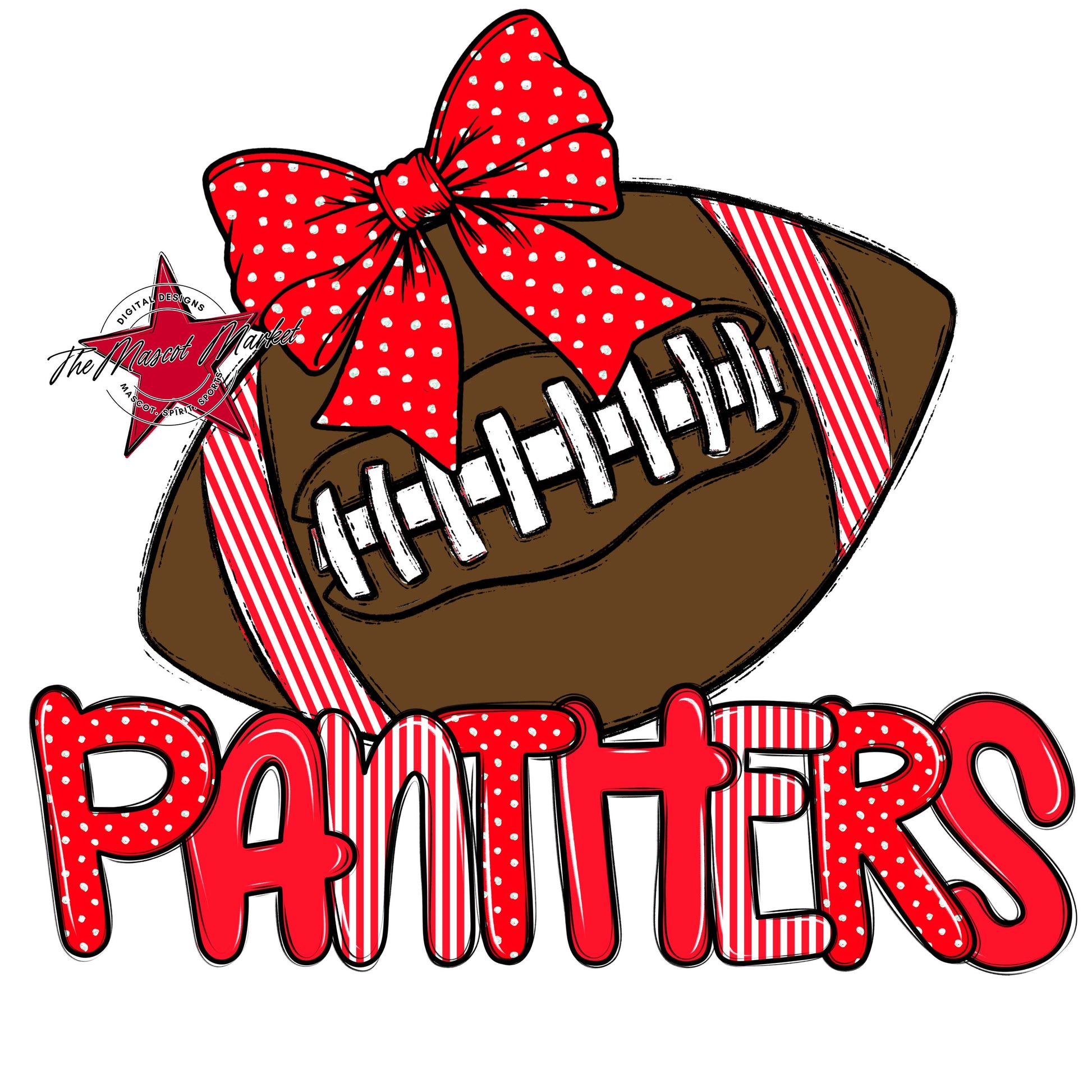 Panthers Football Spirit Design-Bright Red