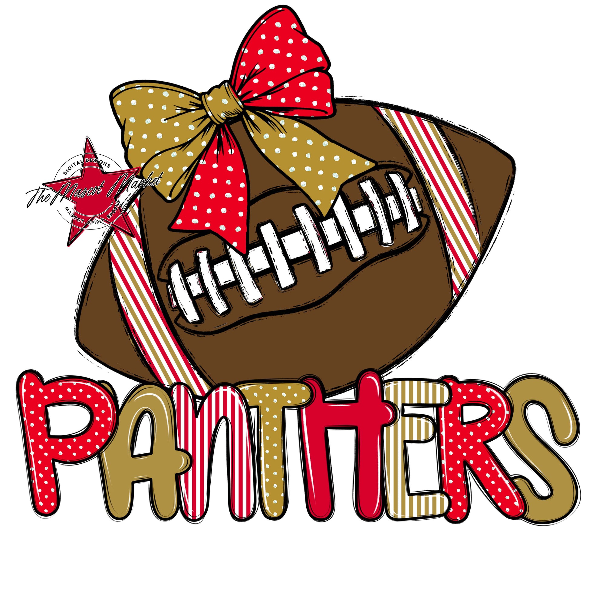 Panthers Football Spirit Design-Red & Gold