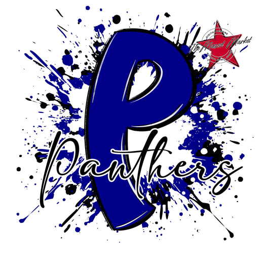 Panthers Mascot Splatter-Blue