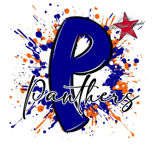 Panthers Mascot Splatter-Blue & Orange