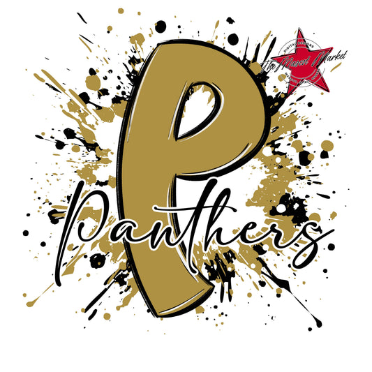 Panthers Mascot Splatter-Gold