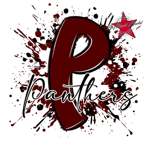 Panthers Mascot Splatter-Maroon