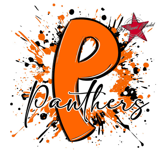 Panthers Mascot Splatter-Orange