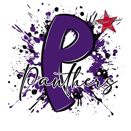Panthers Mascot Splatter-Purple
