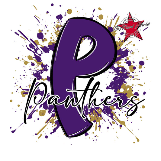 Panthers Mascot Splatter-Purple & Gold