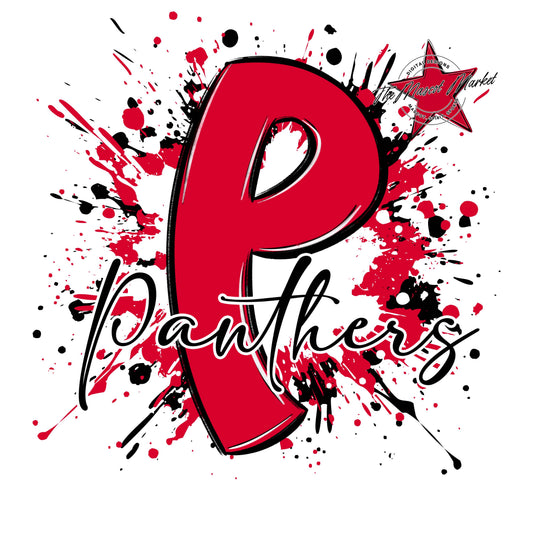 Panthers Mascot Splatter-Red