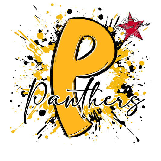 Panthers Mascot Splatter-Yellow
