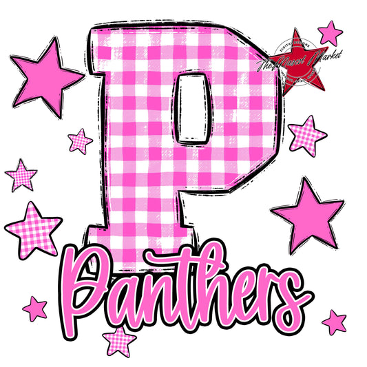 Panthers Plaid Star Design-Baby Pink