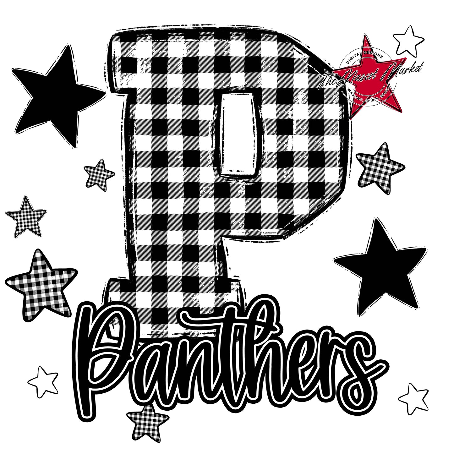 Panthers Plaid Star Design-Black