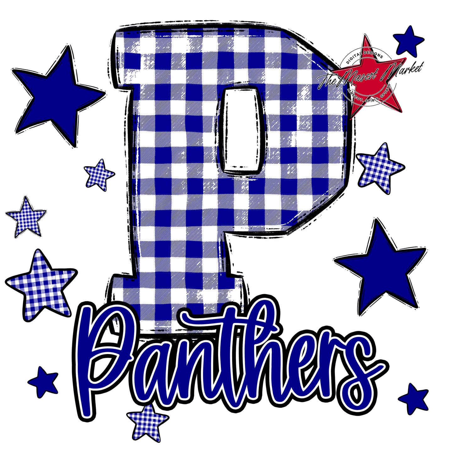 Panthers Plaid Star Design-Blue