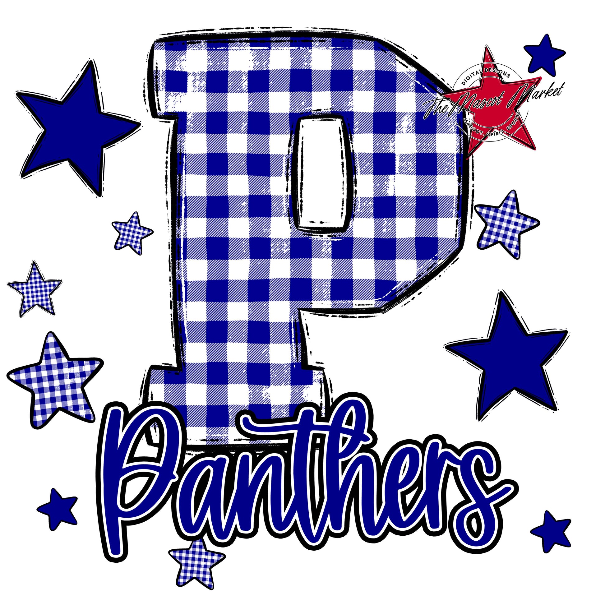 Panthers Plaid Star Design-Blue