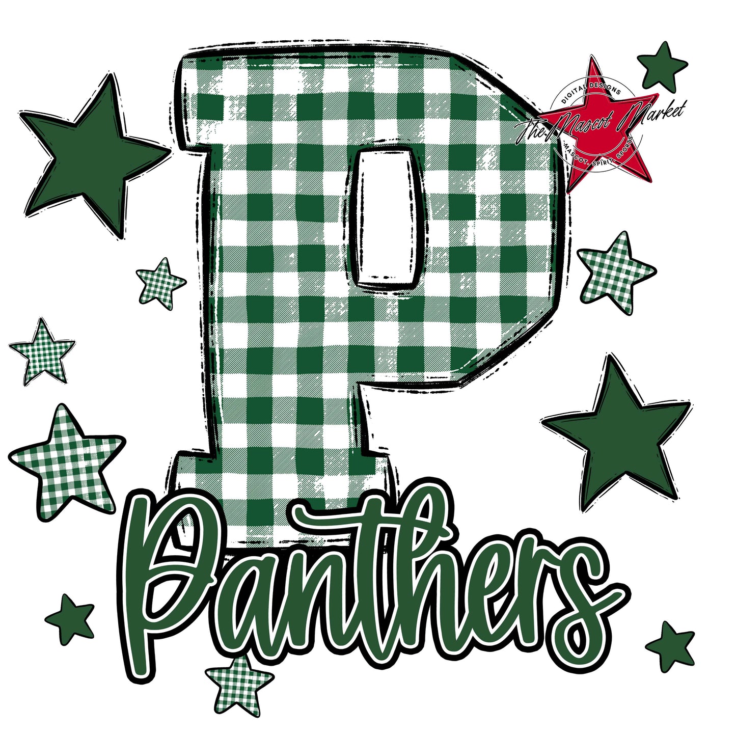 Panthers Plaid Star Design-Green