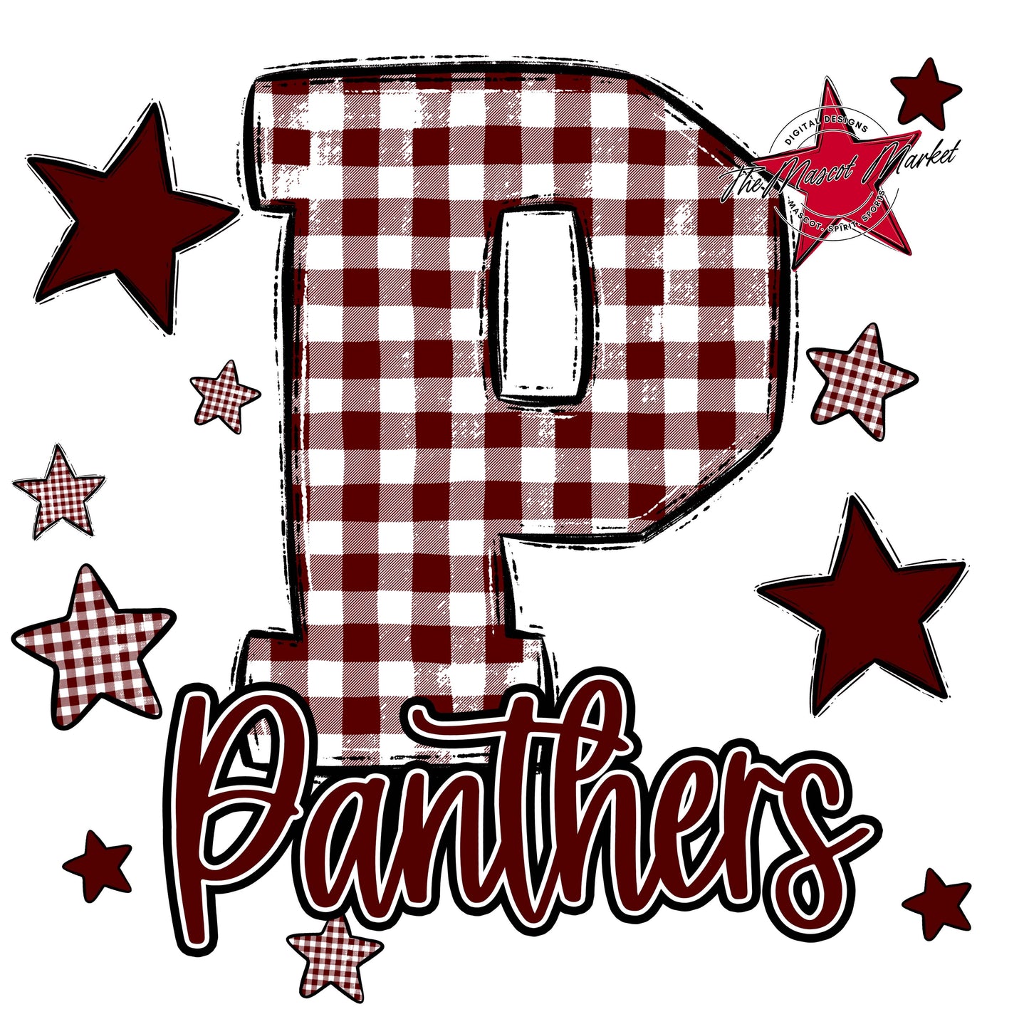 Panthers Plaid Star Design-Maroon