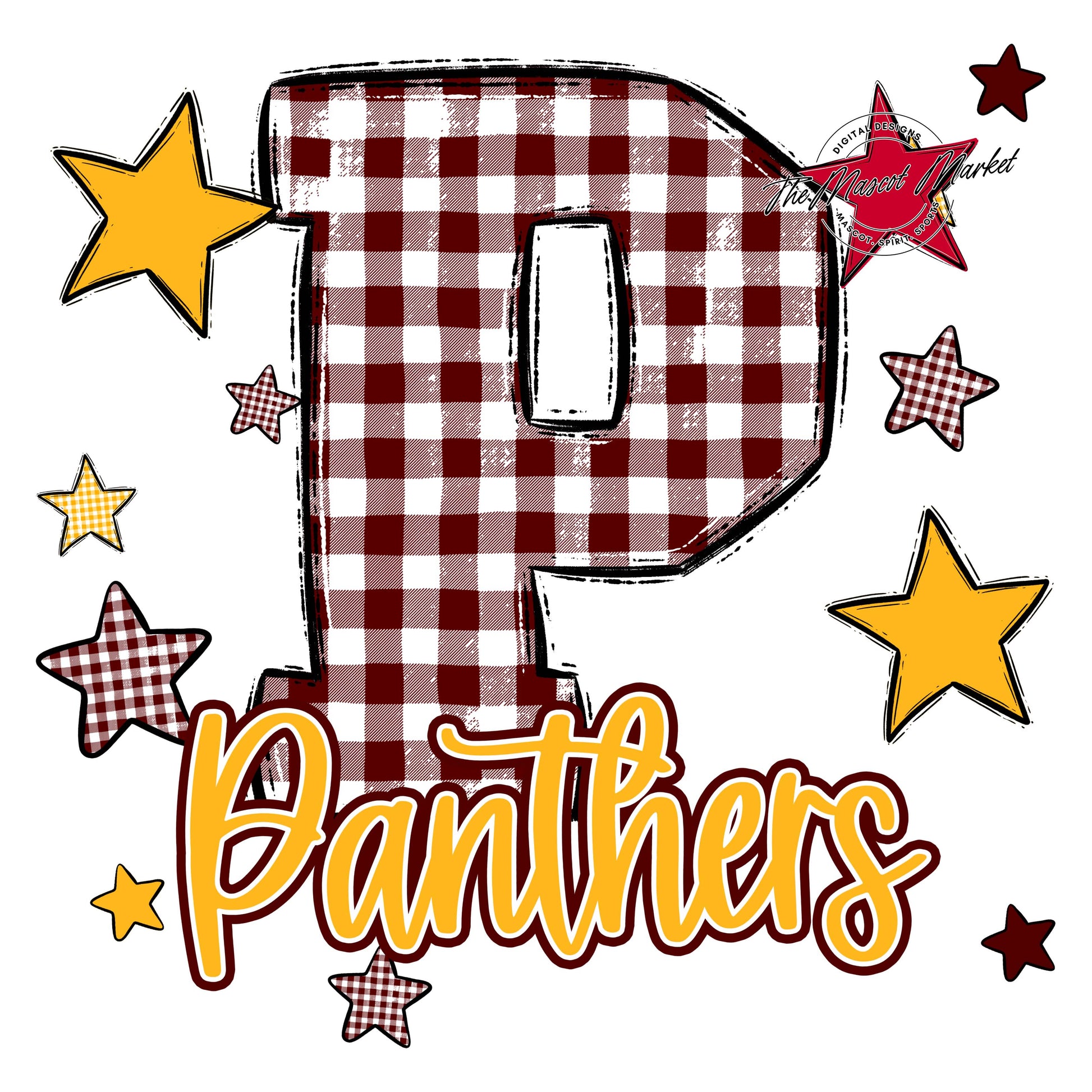 Panthers Plaid Star Design-Maroon & Yellow