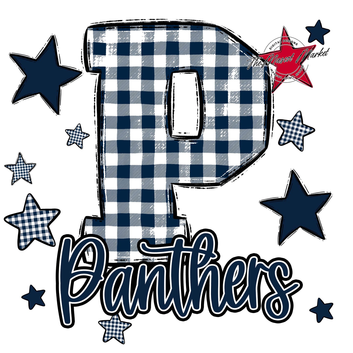 Panthers Plaid Star Design-Navy