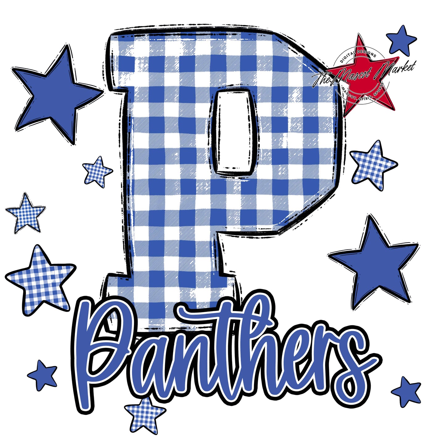 Panthers Plaid Star Design-Off Blue