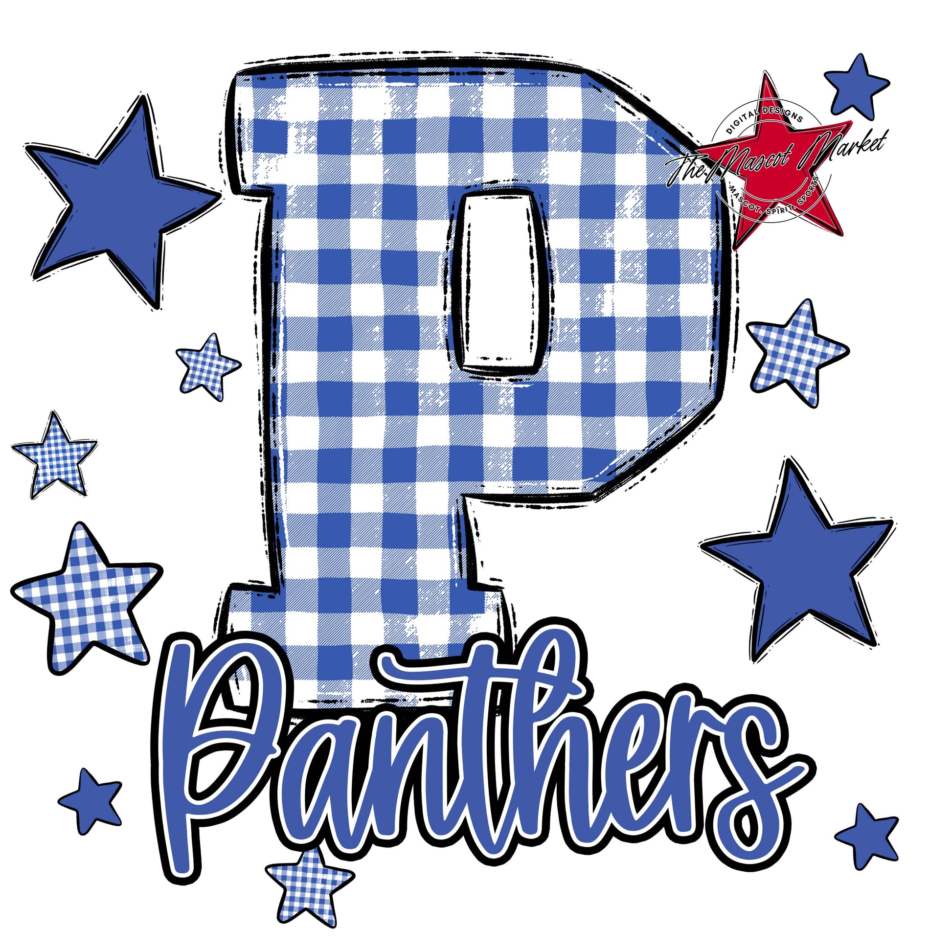 Panthers Plaid Star Design-Off Blue